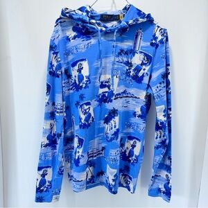 Polo RALPH LAUREN Hoodie Tshirt Mens S Hawaiian Aloha Hula Lightweight Beach EUC